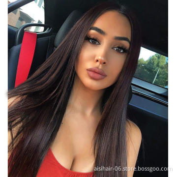 Aisi Hair Topselling Wholesale Vendor Popular Long Silky Straight Natural Wave Brown Wig For Black Women Synthetic Hair Wigs